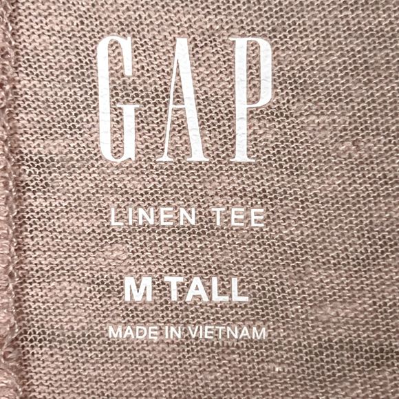 Gap Sz M Tall Linen Tee Short Sleeve T-Shirt Semi-Sheer Chalk Pink Sparkle - Picture 5 of 10